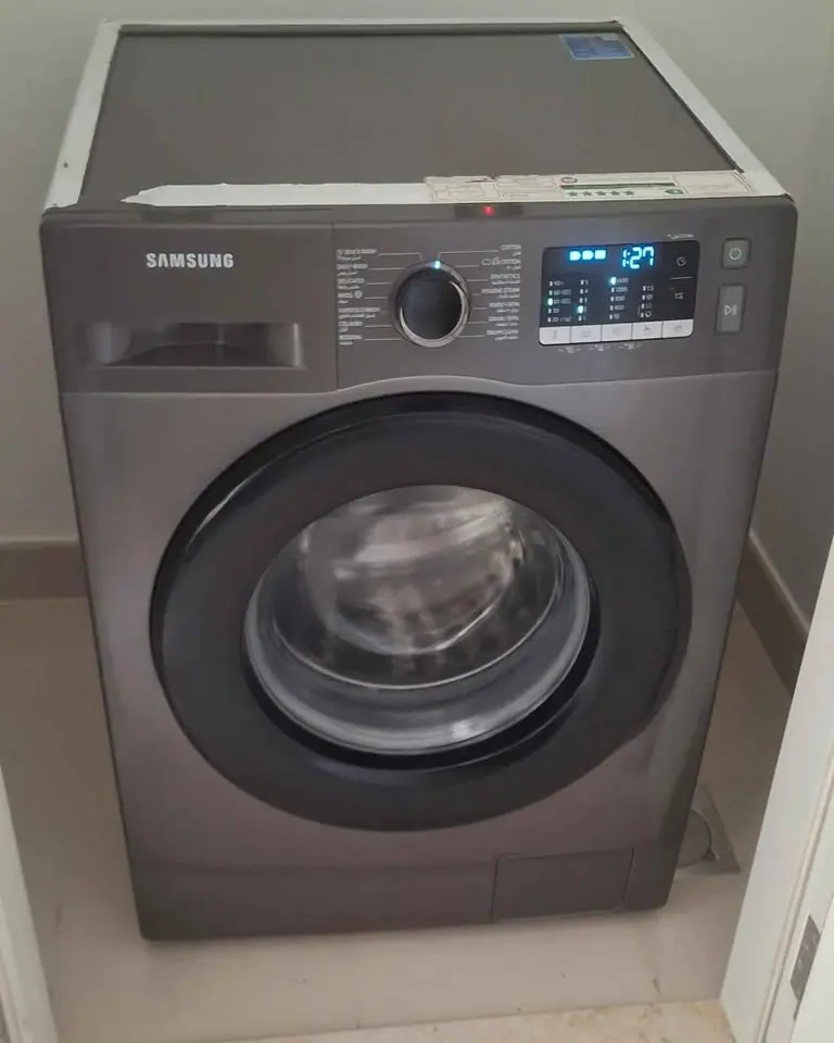 Samsung front loading washing machine in graphite finish